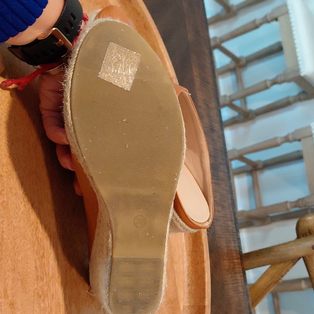 Tan Pleather Espadrille Mule - Women's Slip-On Shoe Size 7 - Picture 4 of 6